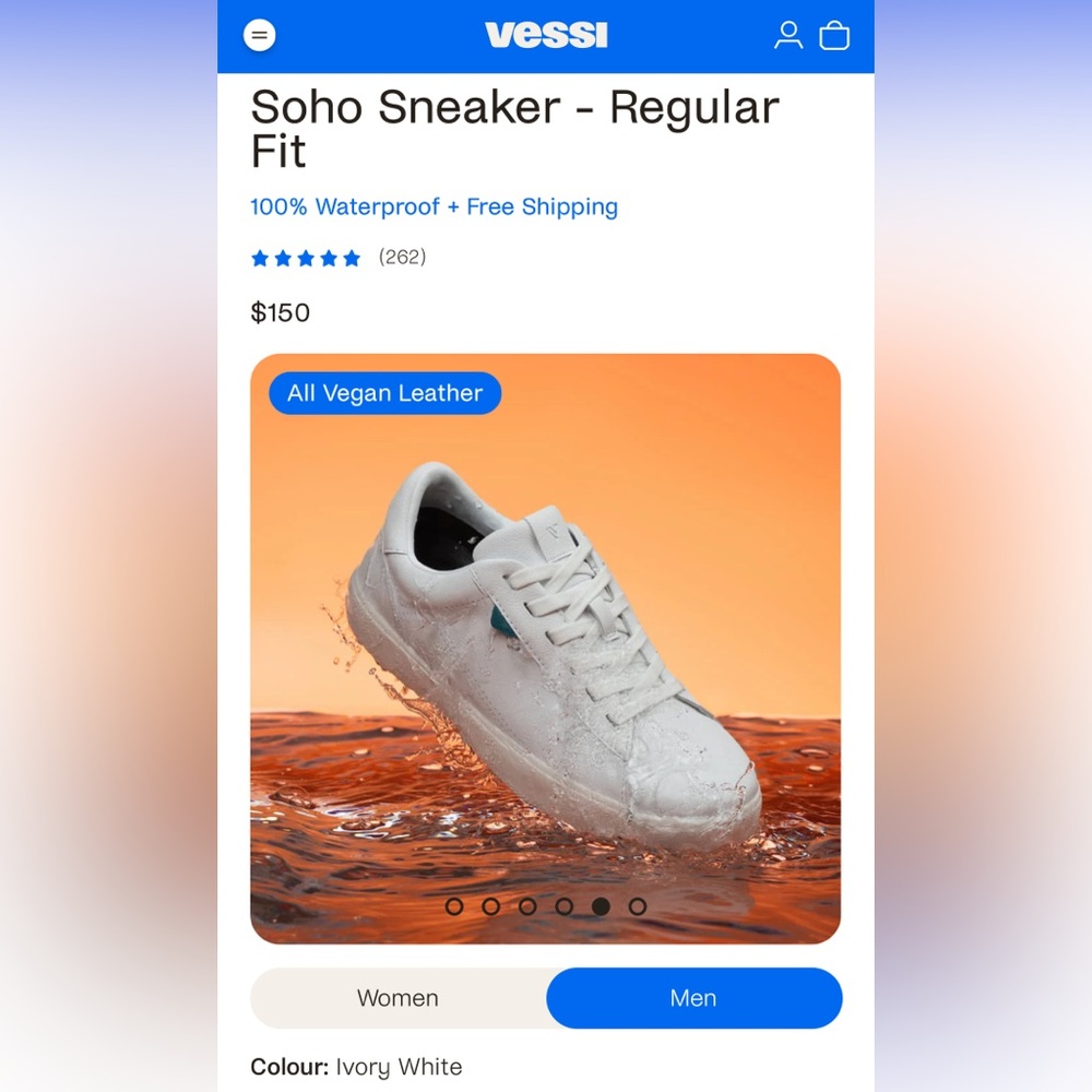 Vessi Waterproof Leather Court Sneaker